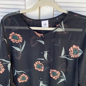 This weekend only-CAbi sheer top with flutter sleeve